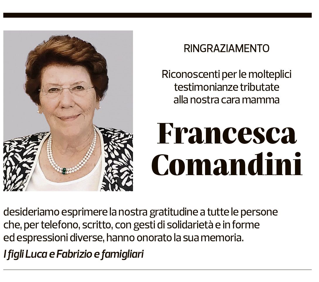 Annuncio funebre Francesca Comandini