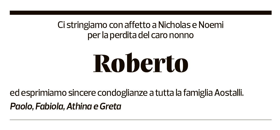 Annuncio funebre Roberto Aostalli