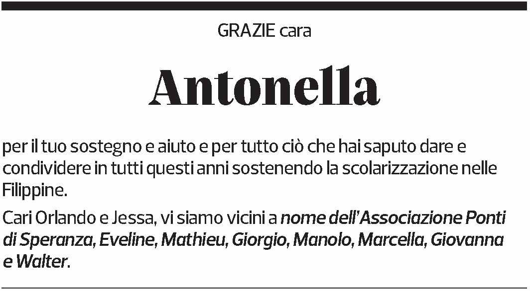 Annuncio funebre Antonella Ferrari Gnosca
