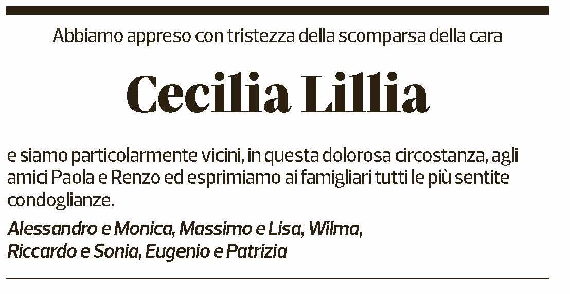 Annuncio funebre Cecilia Lillia Carpani