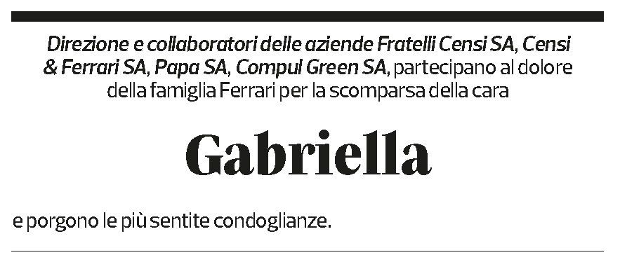 Annuncio funebre Gabriella Clelia Antonia Ferrari