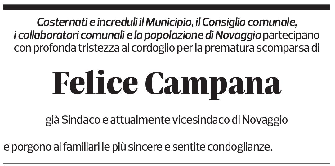 Annuncio funebre Felice Campana