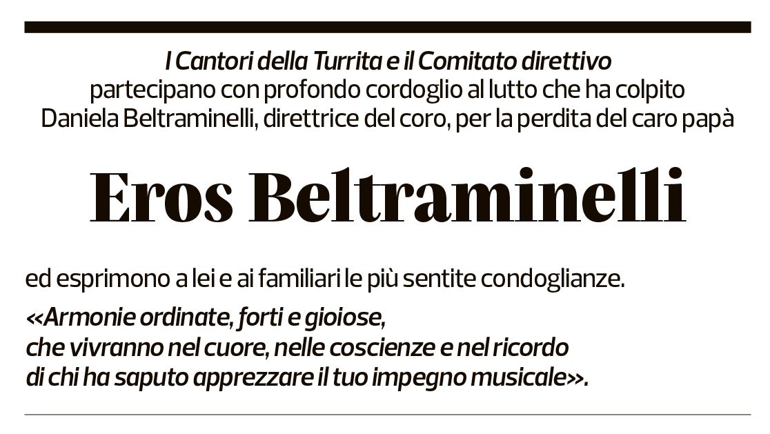 Annuncio funebre Eros Beltraminelli