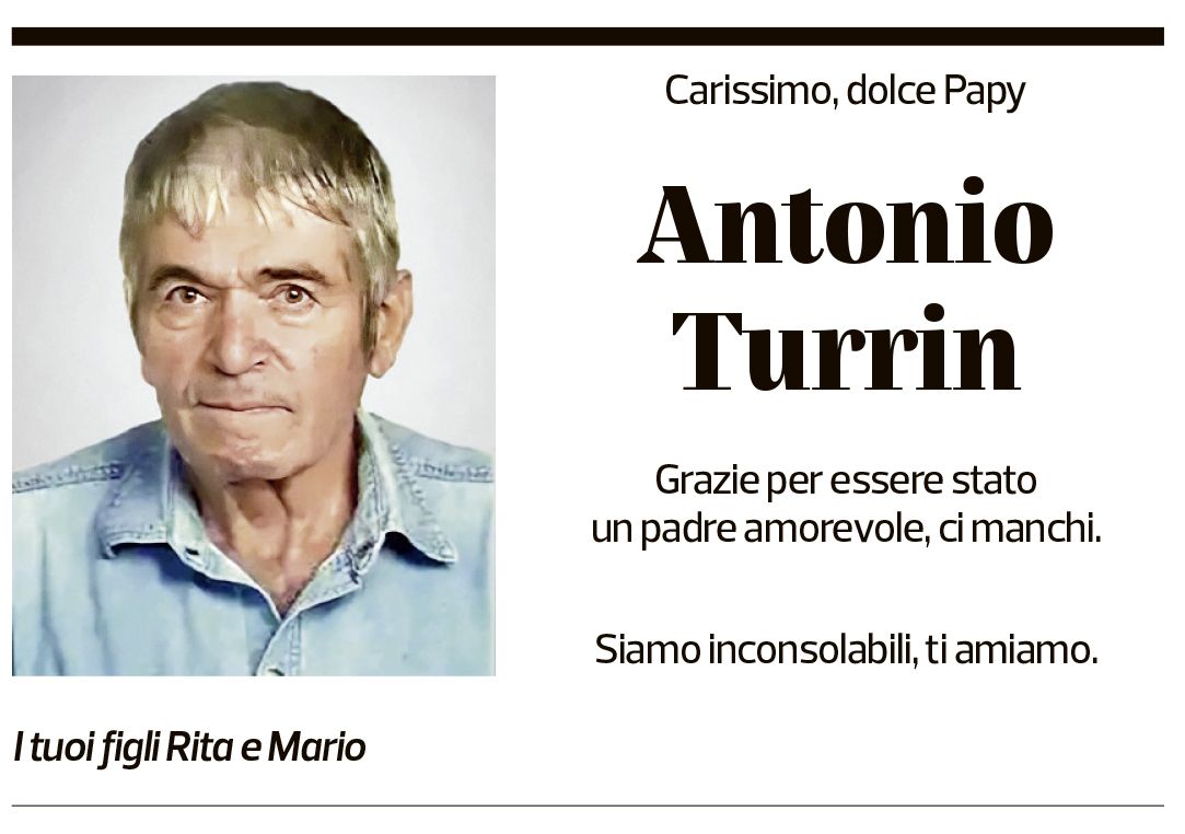 Annuncio funebre Antonio Turrin