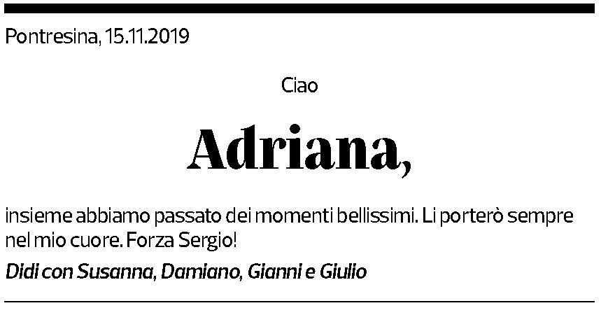 Annuncio funebre Adriana Fumagalli