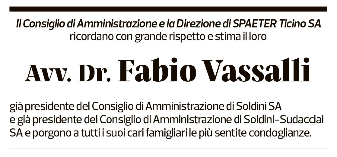 Annuncio funebre Fabio Vassalli