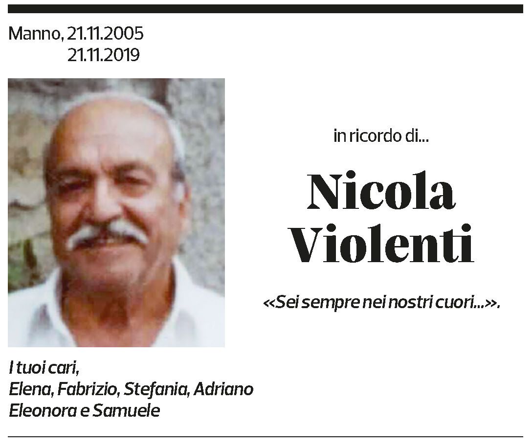 Annuncio funebre Nicola Violenti