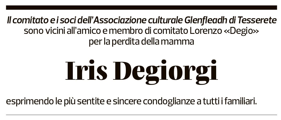 Annuncio funebre Iris Degiorgi