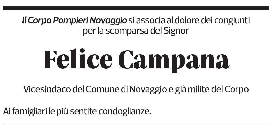 Annuncio funebre Felice Campana