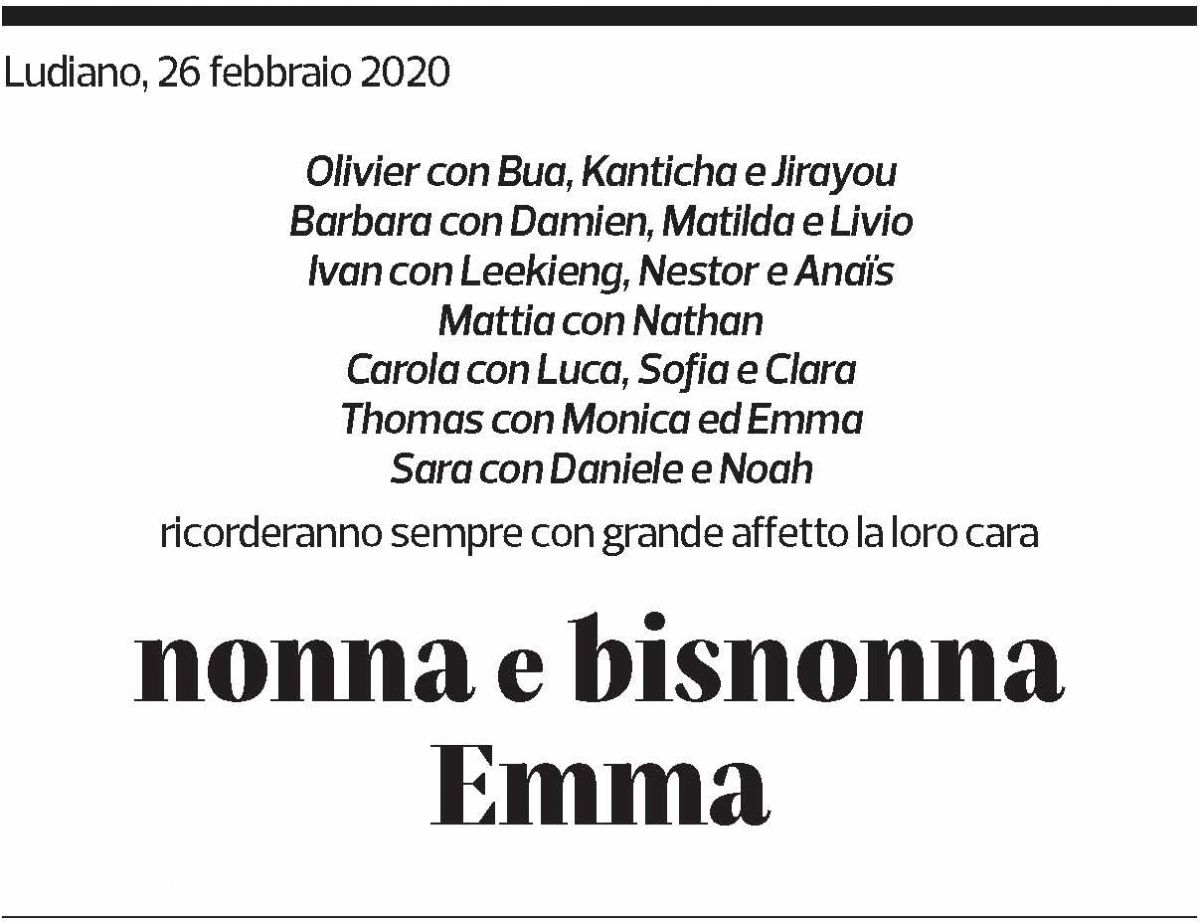 Annuncio funebre Emma Beretta