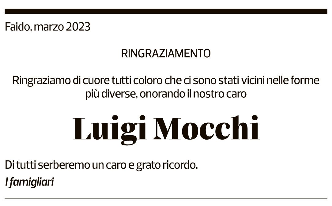 Annuncio funebre Luigi Mocchi