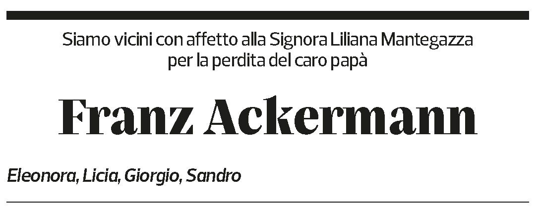 Annuncio funebre Franz Ackermann