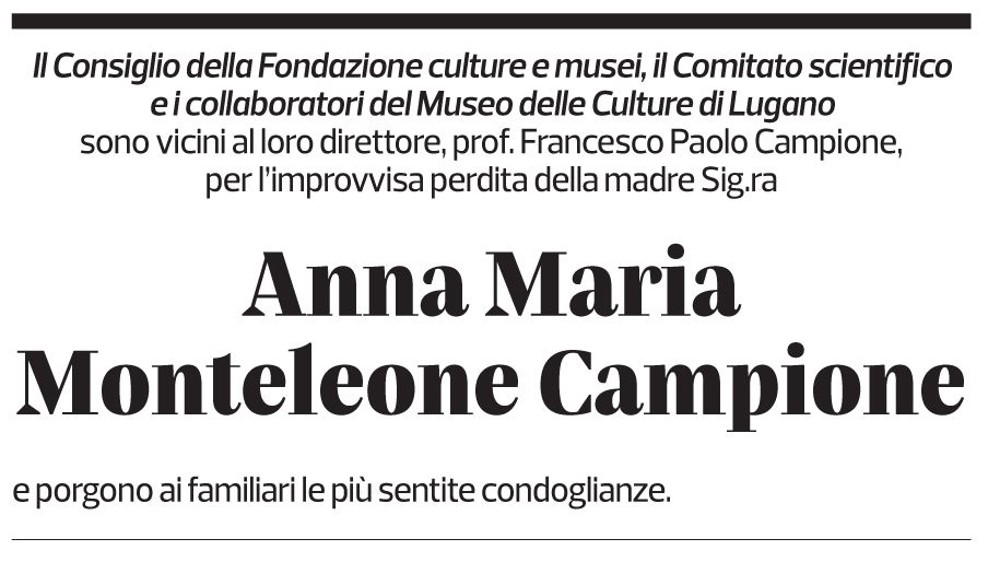 Annuncio funebre Anna Maria Monteleone Campione