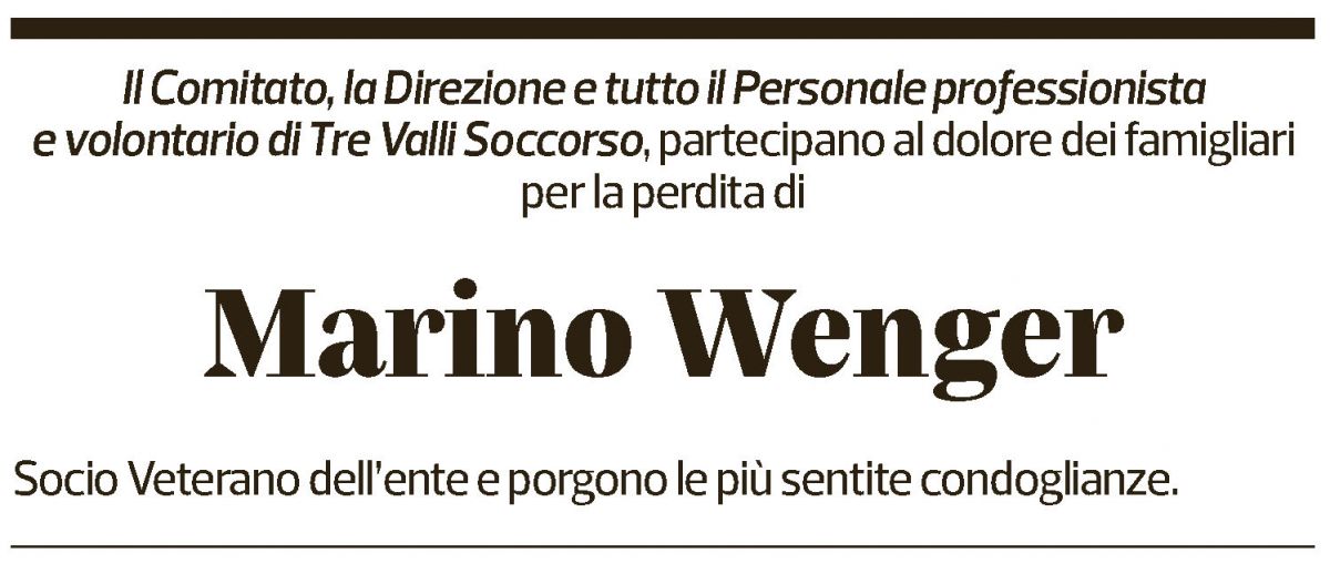 Annuncio funebre Marino Wenger
