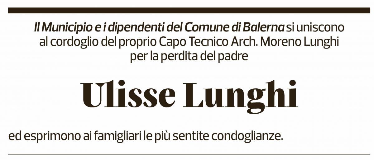 Annuncio funebre Ulisse Lunghi