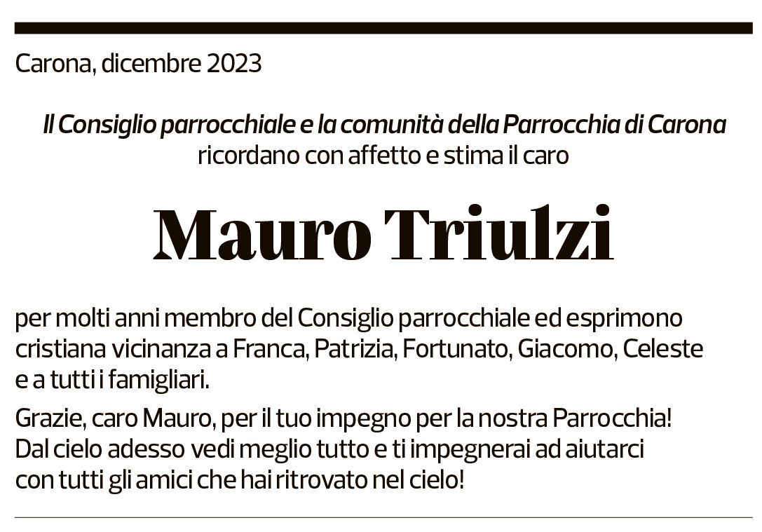 Annuncio funebre Mauro Triulzi