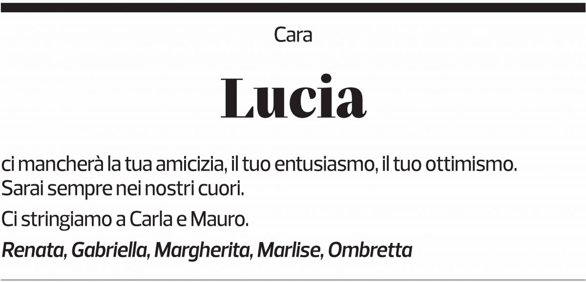 Annuncio funebre Lucia Barella-kerényi