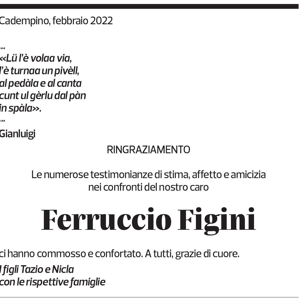 Annuncio funebre Ferruccio Figini