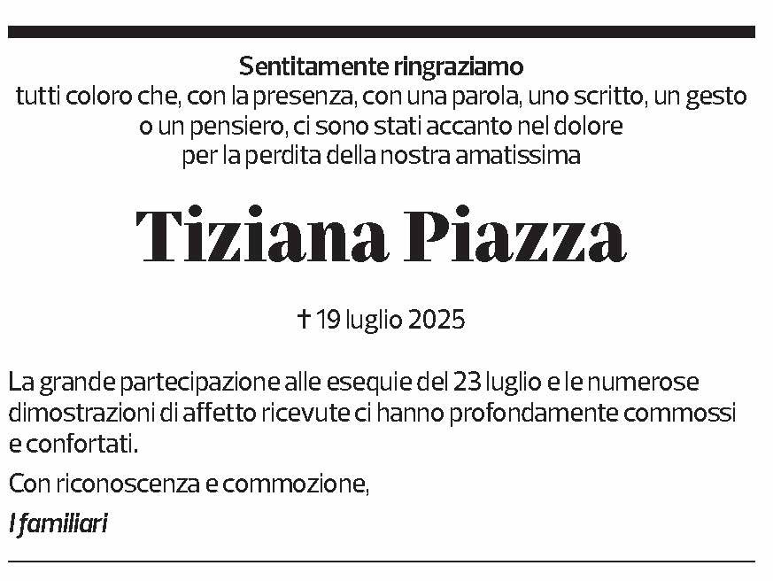 Annuncio funebre Tiziana Piazza