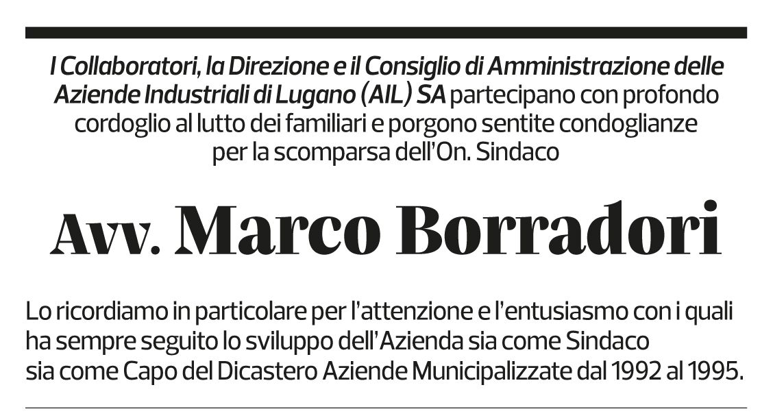 Annuncio funebre Marco Borradori