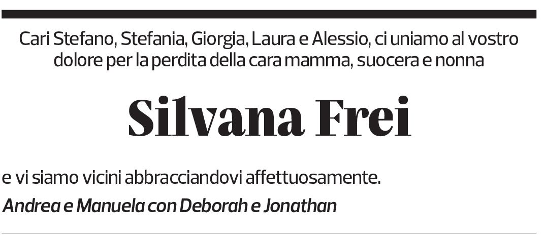 Annuncio funebre Silvana Frei-ciocco