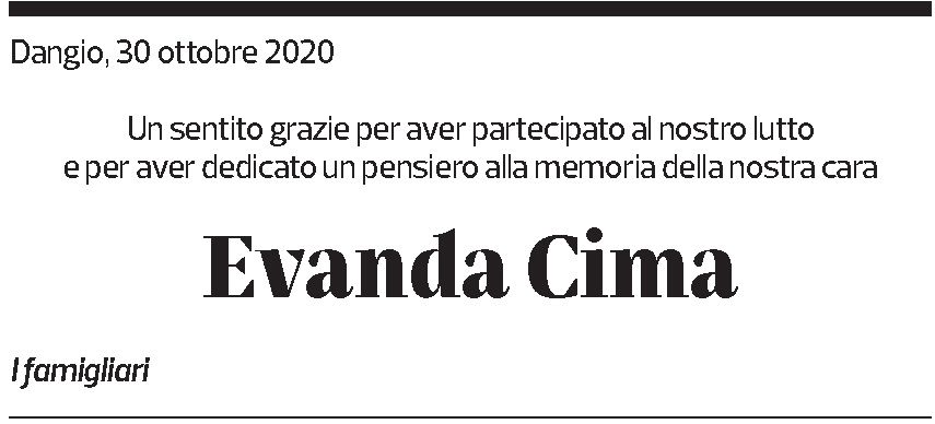 Annuncio funebre Evanda Cima