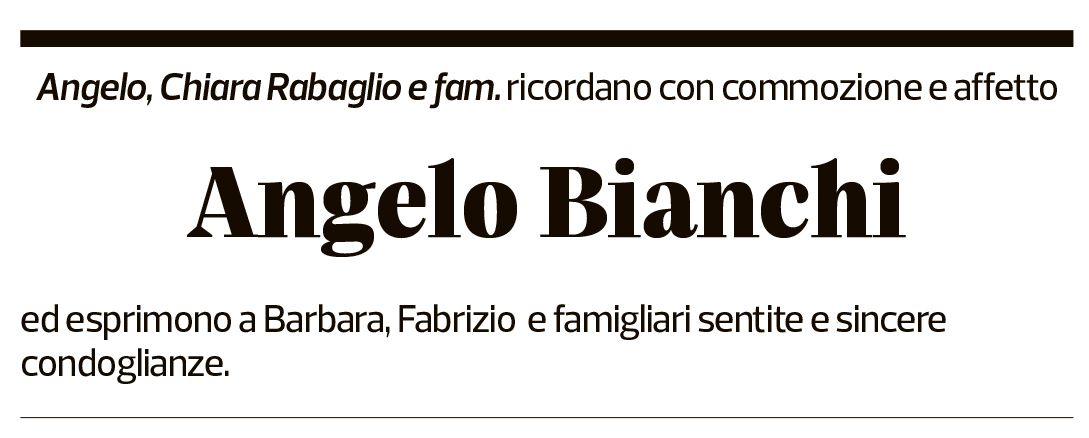 Annuncio funebre Angelo Bianchi