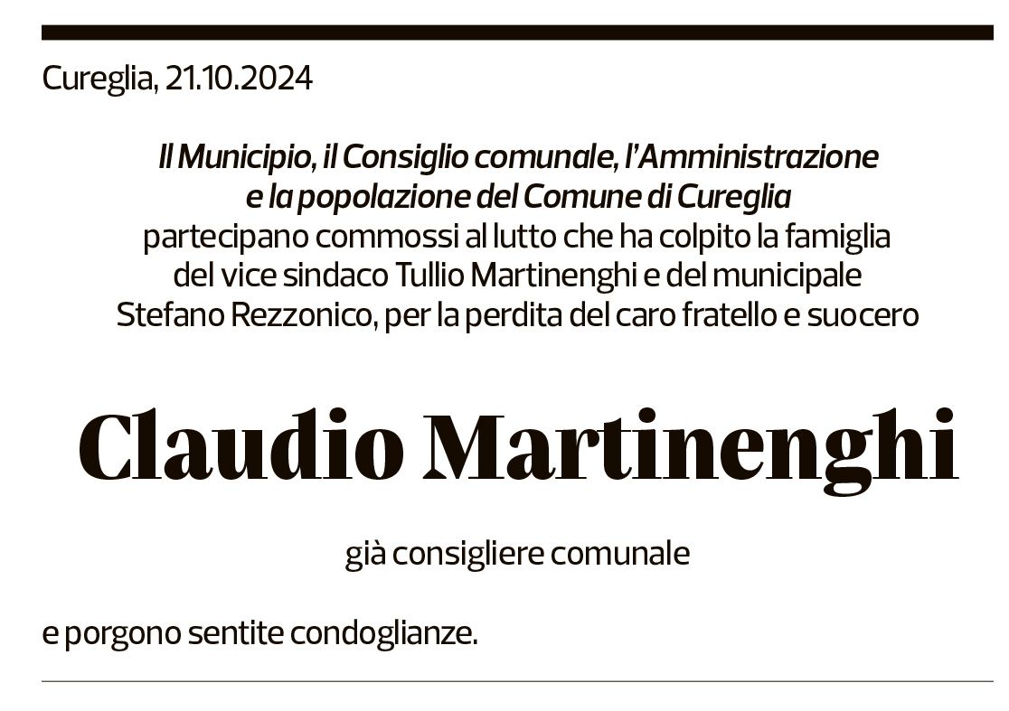 Annuncio funebre Claudio Martinenghi