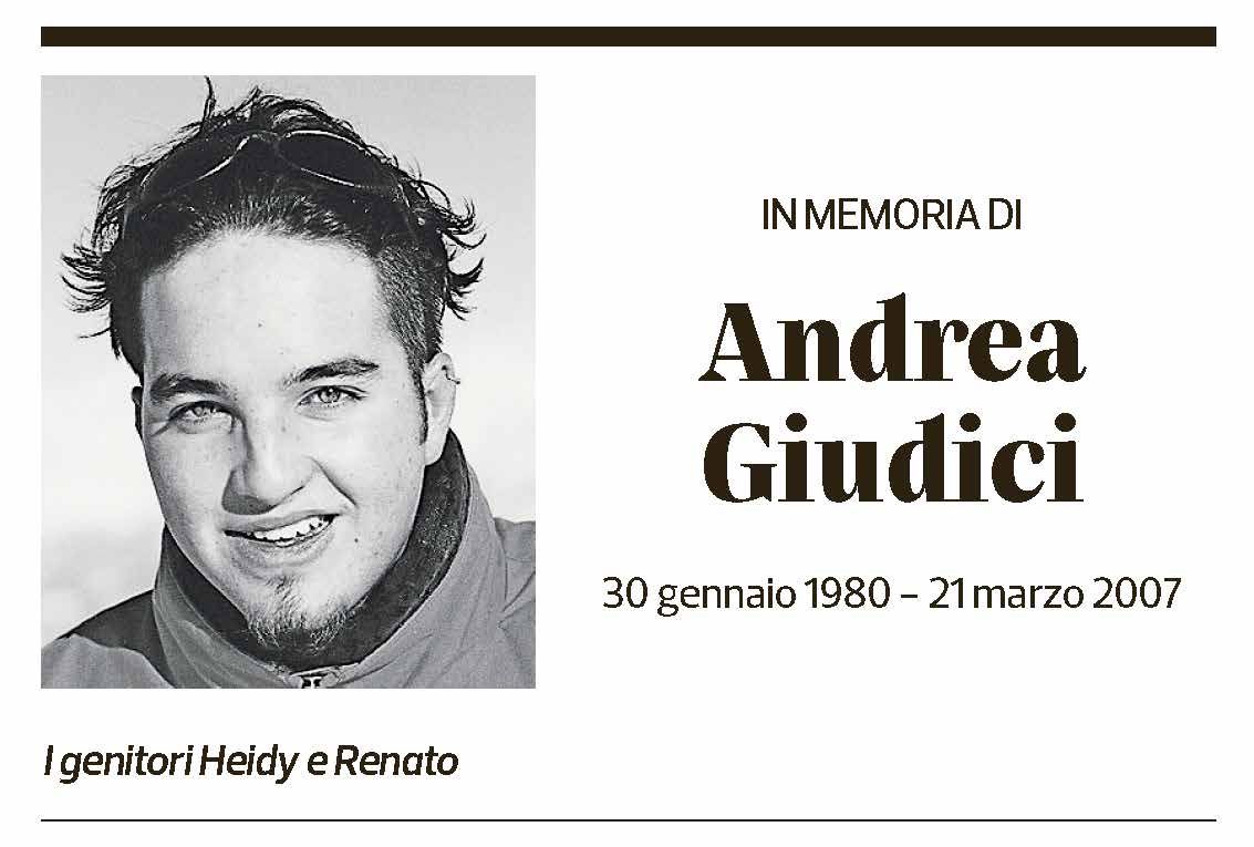 Annuncio funebre Andrea Giudici