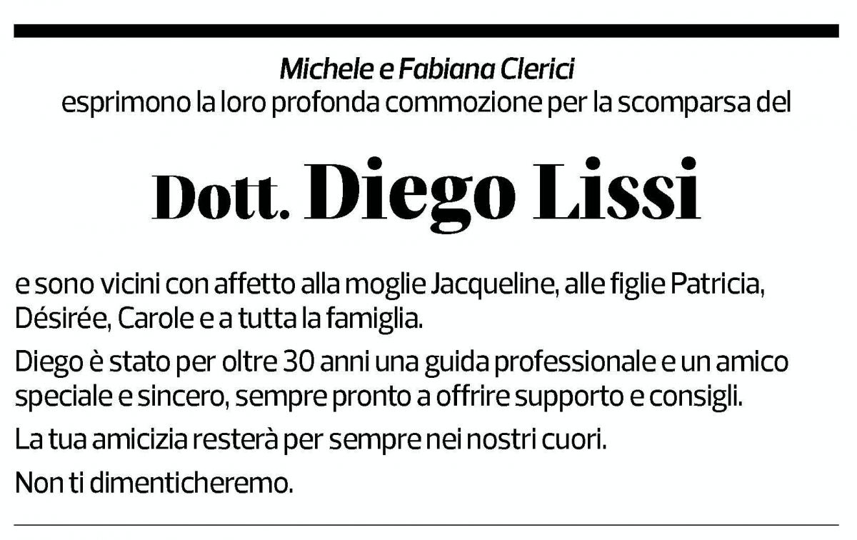Annuncio funebre Diego Lissi