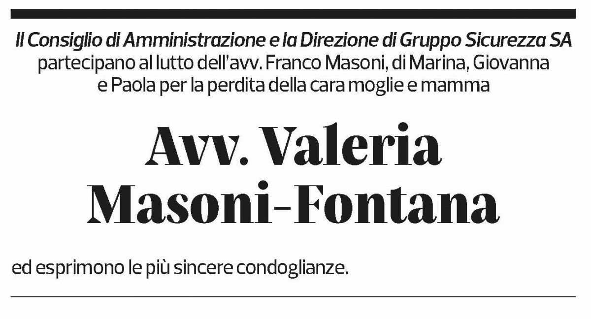 Annuncio funebre Valeria Masoni-fontana