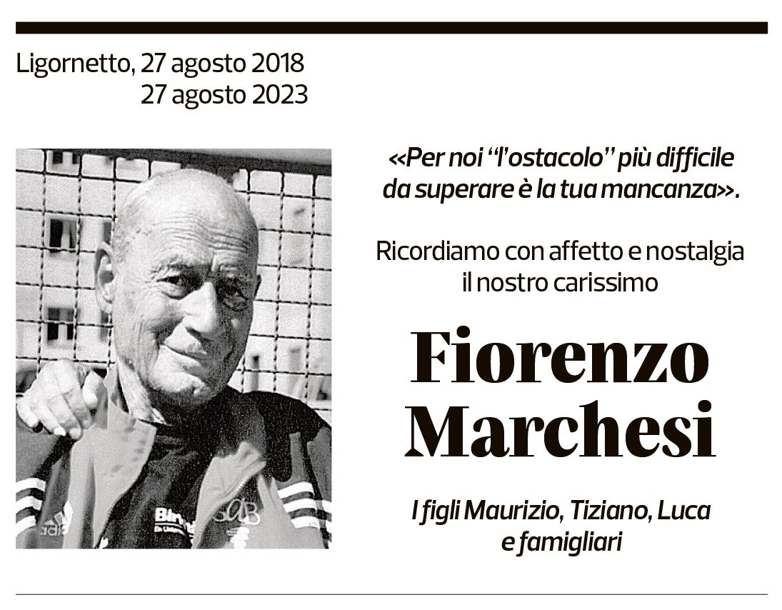 Annuncio funebre Fiorenzo Marchesi