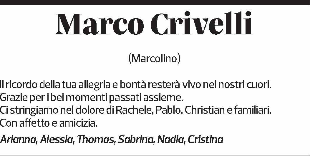Annuncio funebre Marco Crivelli
