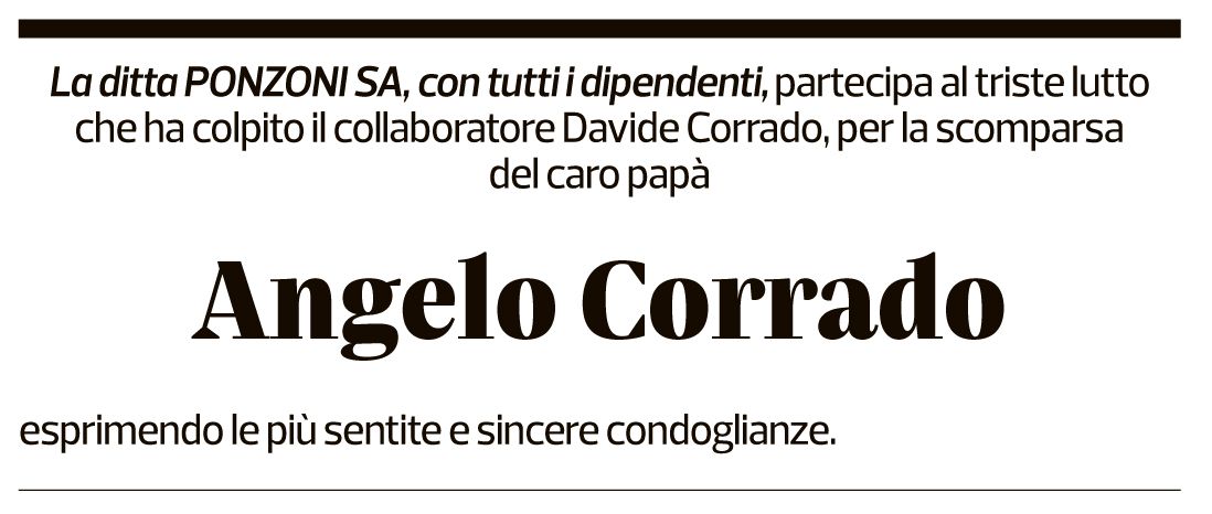 Annuncio funebre Angelo Corrado