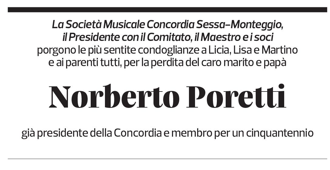 Annuncio funebre Norberto Poretti