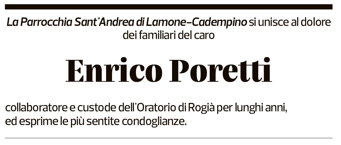 Annuncio funebre Enrico Poretti