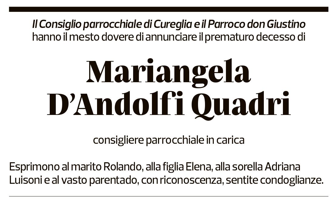 Annuncio funebre Mariangela D'andolfi