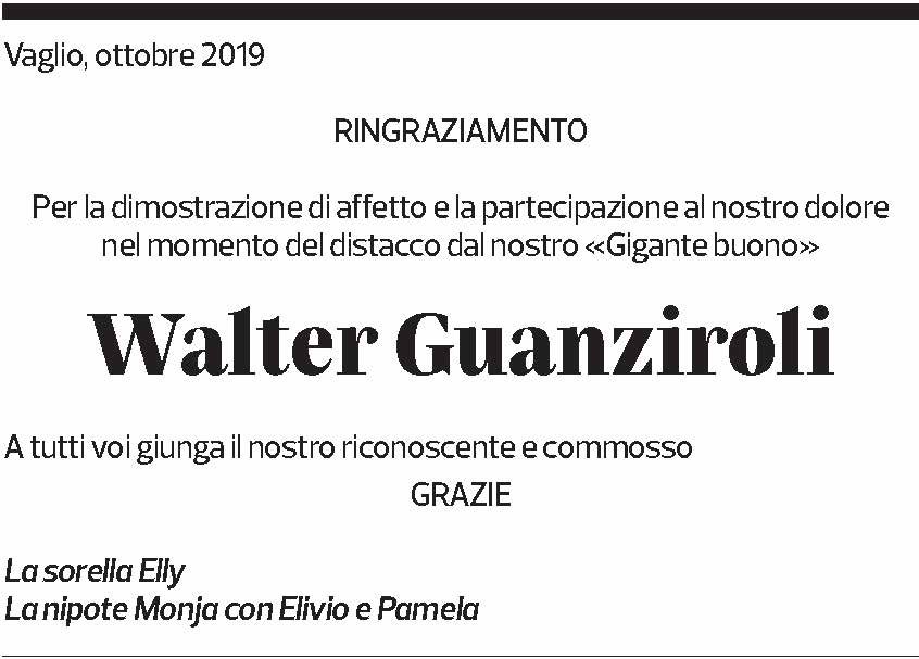 Annuncio funebre Walter Guanziroli