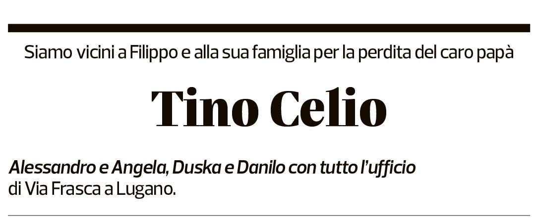 Annuncio funebre Tino Celio