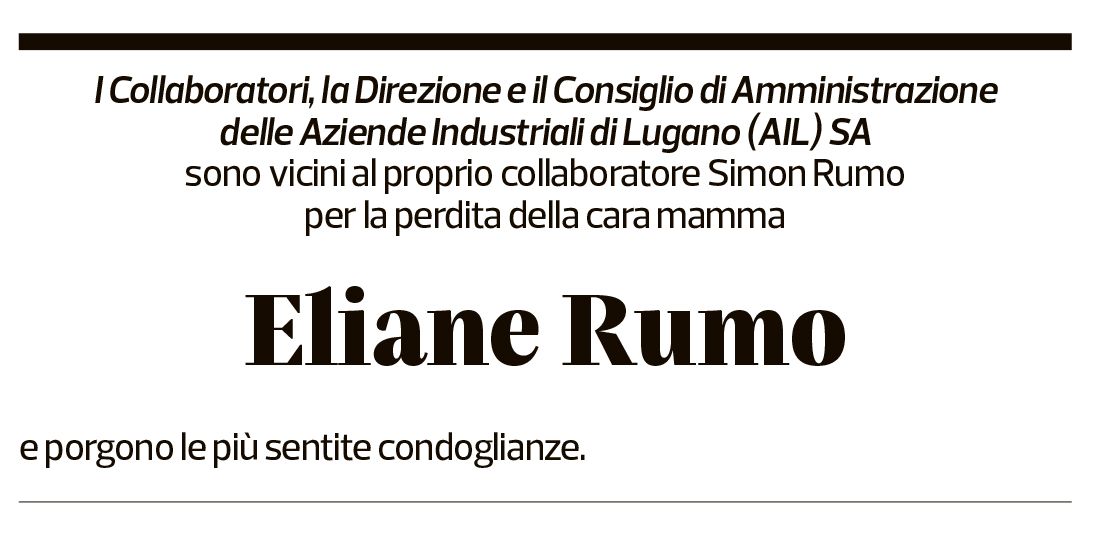 Annuncio funebre Eliane Rumo