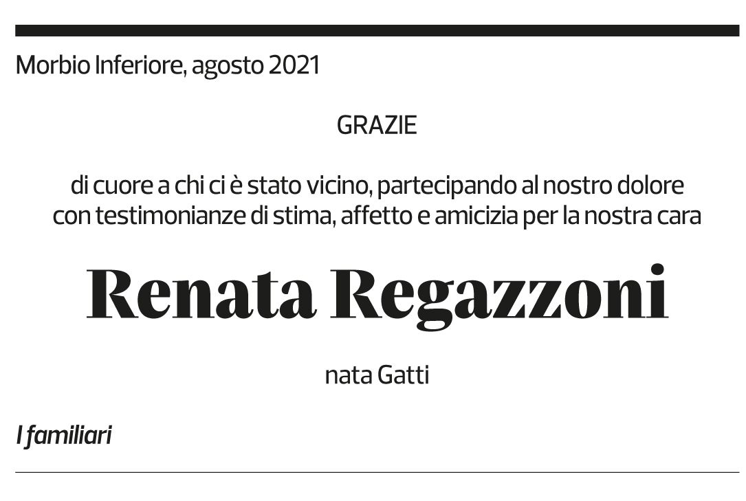 Annuncio funebre Renata Regazzoni