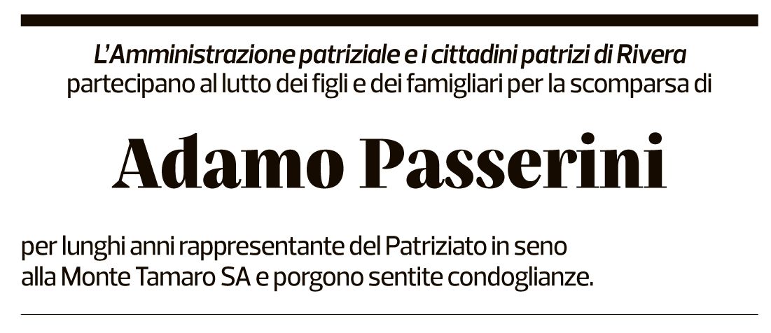 Annuncio funebre Adamo Passerini