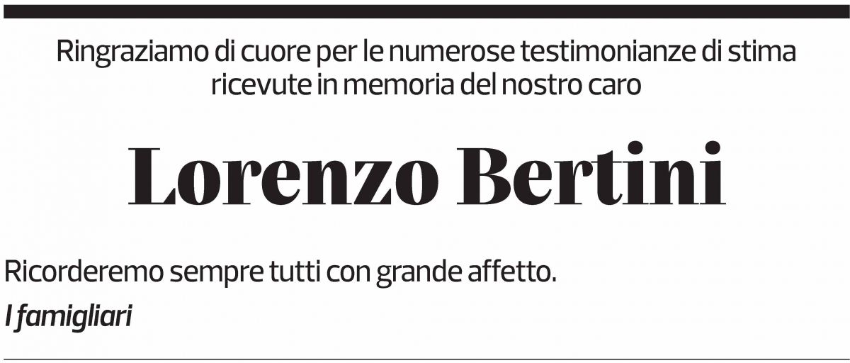 Annuncio funebre Lorenzo Bertini