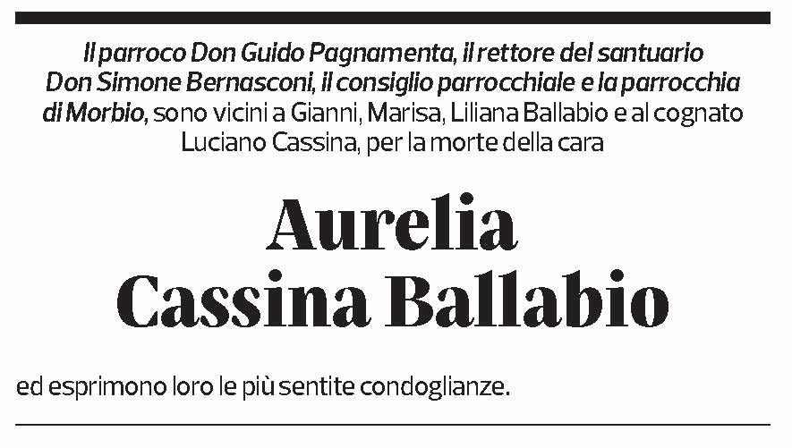 Annuncio funebre Aurelia Cassina Ballabio