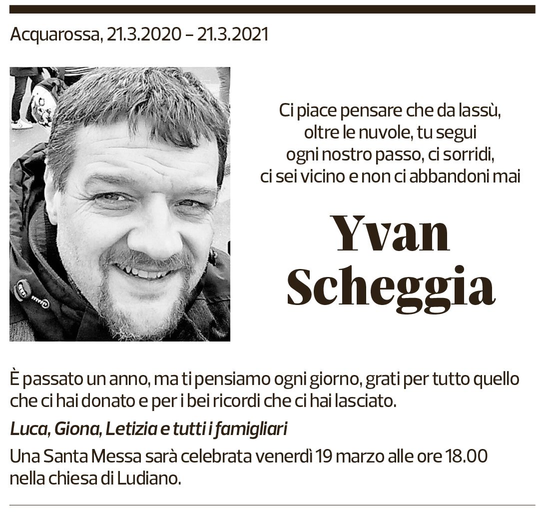 Annuncio funebre Yvan Scheggia