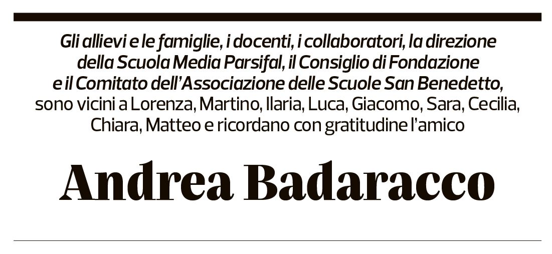 Annuncio funebre Andrea Badaracco