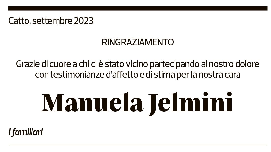 Annuncio funebre Manuela Jelmini