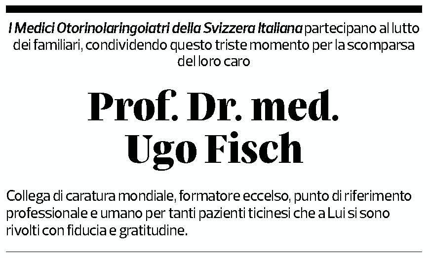 Annuncio funebre Ugo Fisch