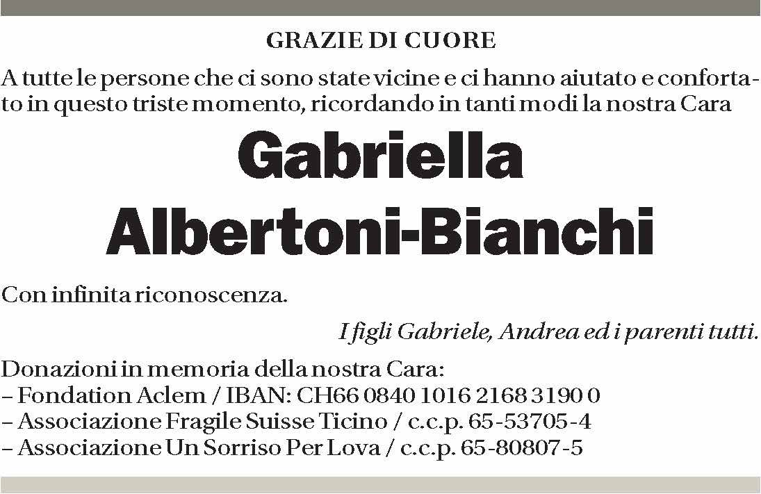 Annuncio funebre Gabriella Albertoni-bianchi