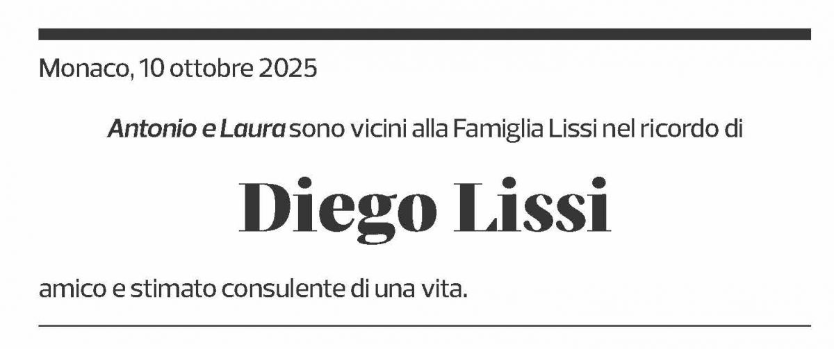 Annuncio funebre Diego Lissi